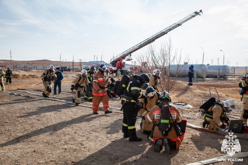 Пожарно-тактические учения на территории кислородно-азотного производства